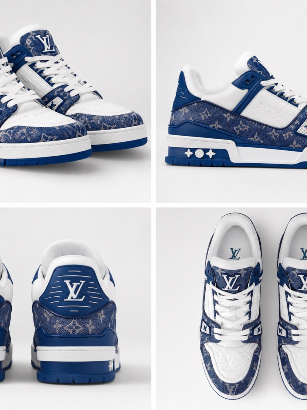 Louis Vuitton Men’s White and Blue Monogram Sneakers